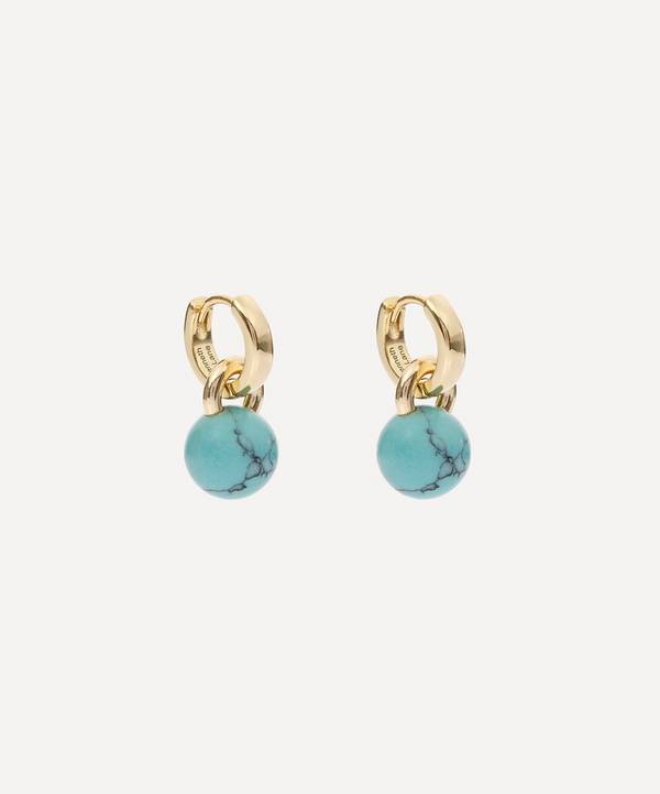 Kenneth Jay Lane - 14ct Gold-Plated Huggie Turquoise Ball Drop Earrings image number 0