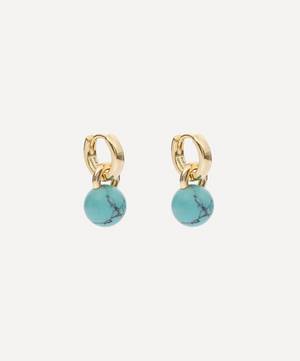 14ct Gold-Plated Huggie Turquoise Ball Drop Earrings