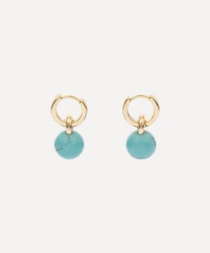 Kenneth Jay Lane - 14ct Gold-Plated Huggie Turquoise Ball Drop Earrings image number 2