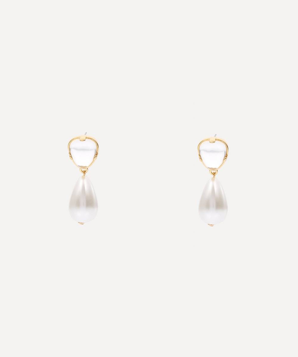 Kenneth Jay Lane - Gold-Plated Large Crystal Pearl Drop Earrings