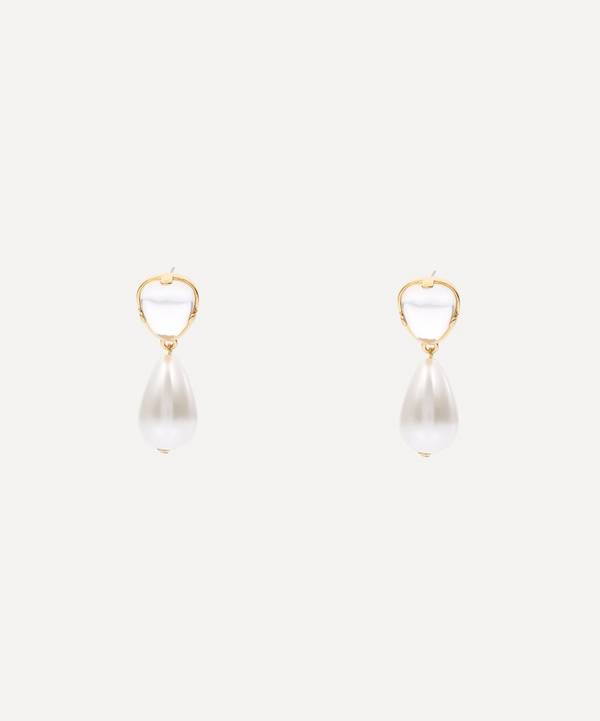 Kenneth Jay Lane - Gold-Plated Large Crystal Pearl Drop Earrings image number 0