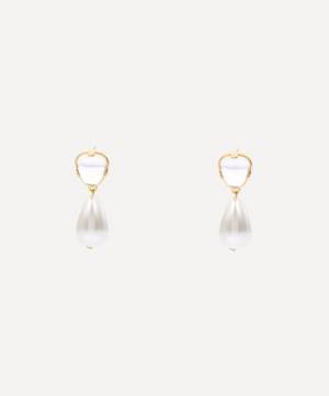 Gold-Plated Large Crystal Pearl Drop Earrings