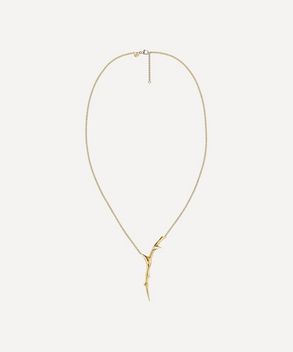 Shaun Leane - Gold Plated Vermeil Silver Rose Thorn Drop Pendant Necklace image number null
