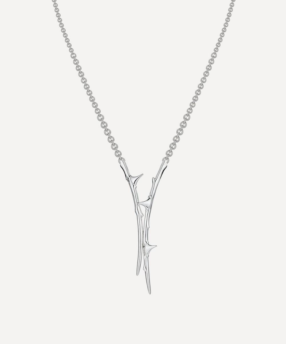 Shaun Leane - Silver Rose Thorn Drop Lariat Necklace