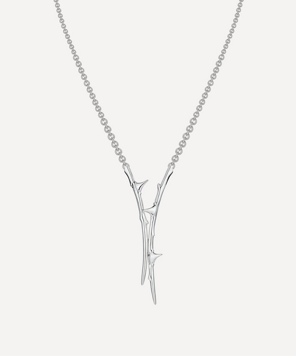Shaun Leane - Silver Rose Thorn Drop Lariat Necklace image number null