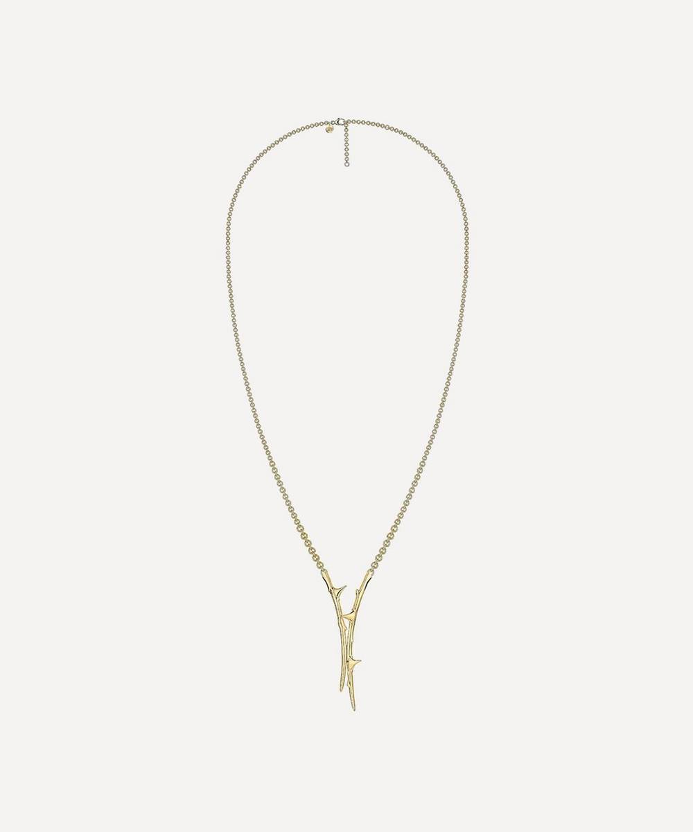 Shaun Leane - Gold Plated Vermeil Silver Rose Thorn Drop Lariat Necklace