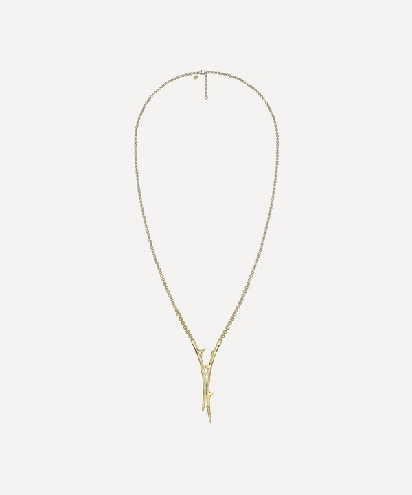 Shaun Leane - Gold Plated Vermeil Silver Rose Thorn Drop Lariat Necklace image number null