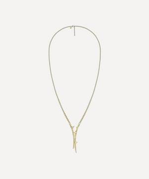 Gold Plated Vermeil Silver Rose Thorn Drop Lariat Necklace