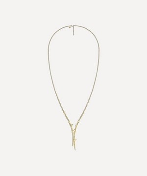 Shaun Leane - Gold Plated Vermeil Silver Rose Thorn Drop Lariat Necklace image number 0