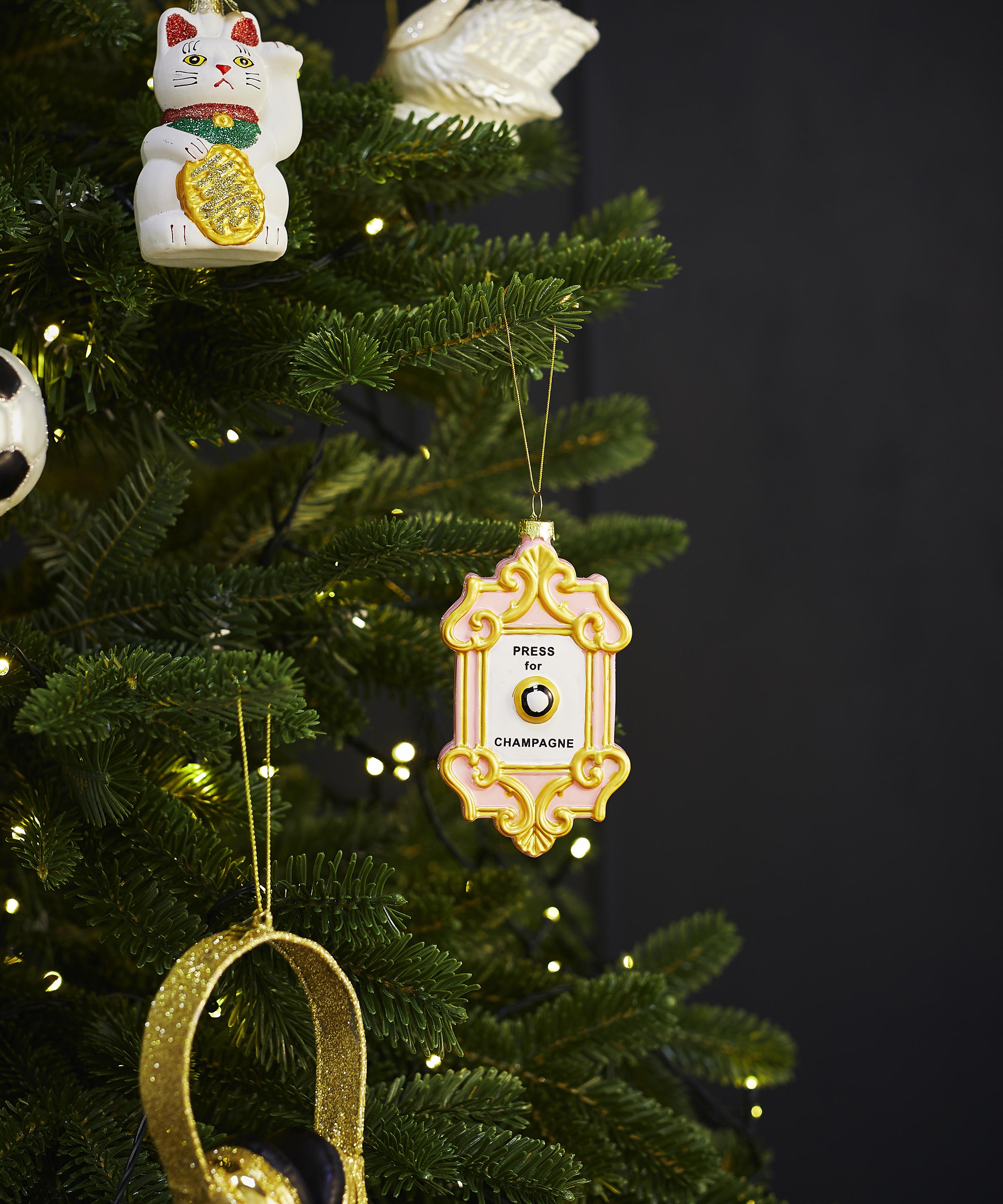 Christmas - Glass Champagne Button Ornament image number 1