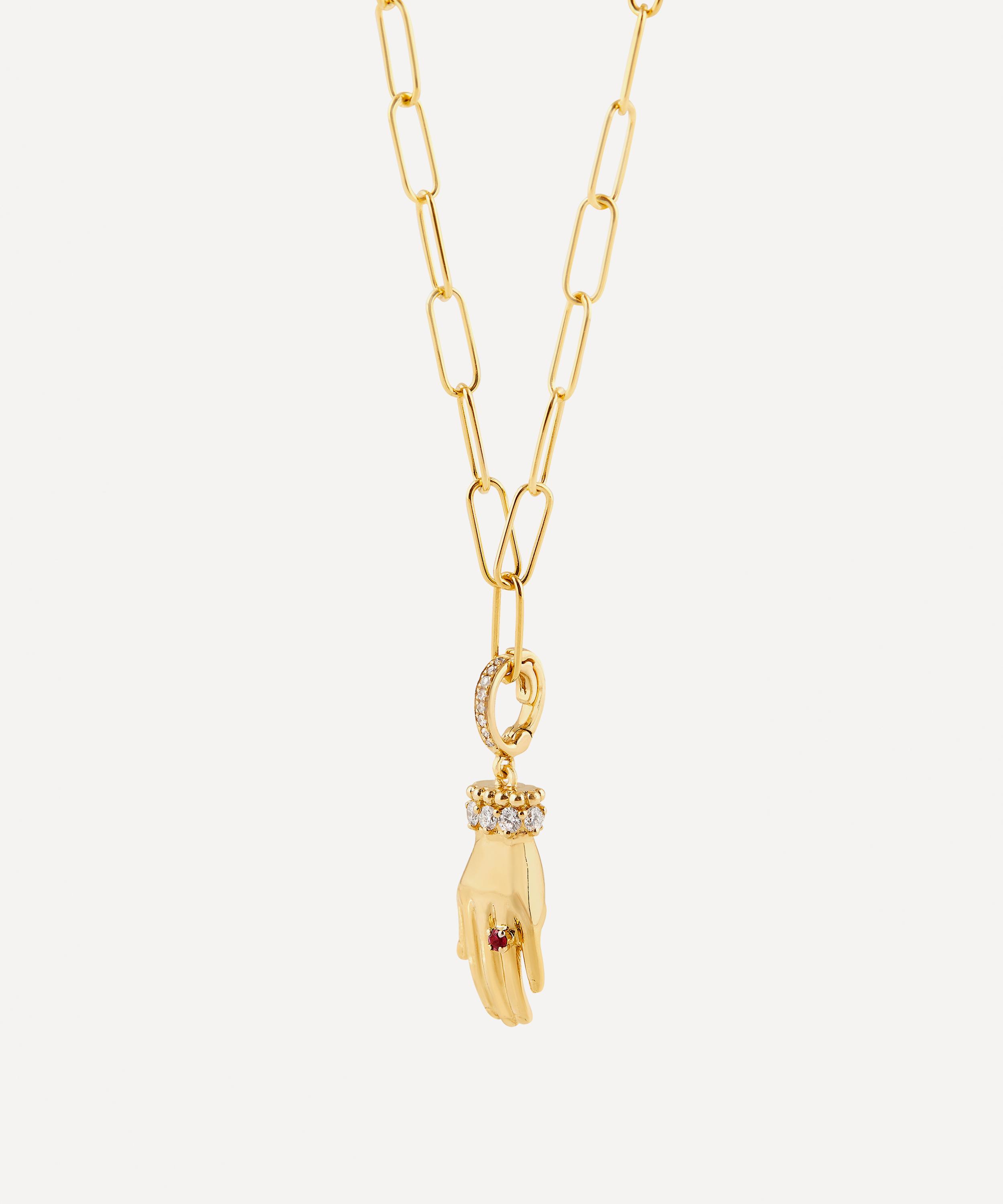 Annoushka - 18ct Gold Mythology Garnet Heart in Your Hands Charm Pendant image number 2