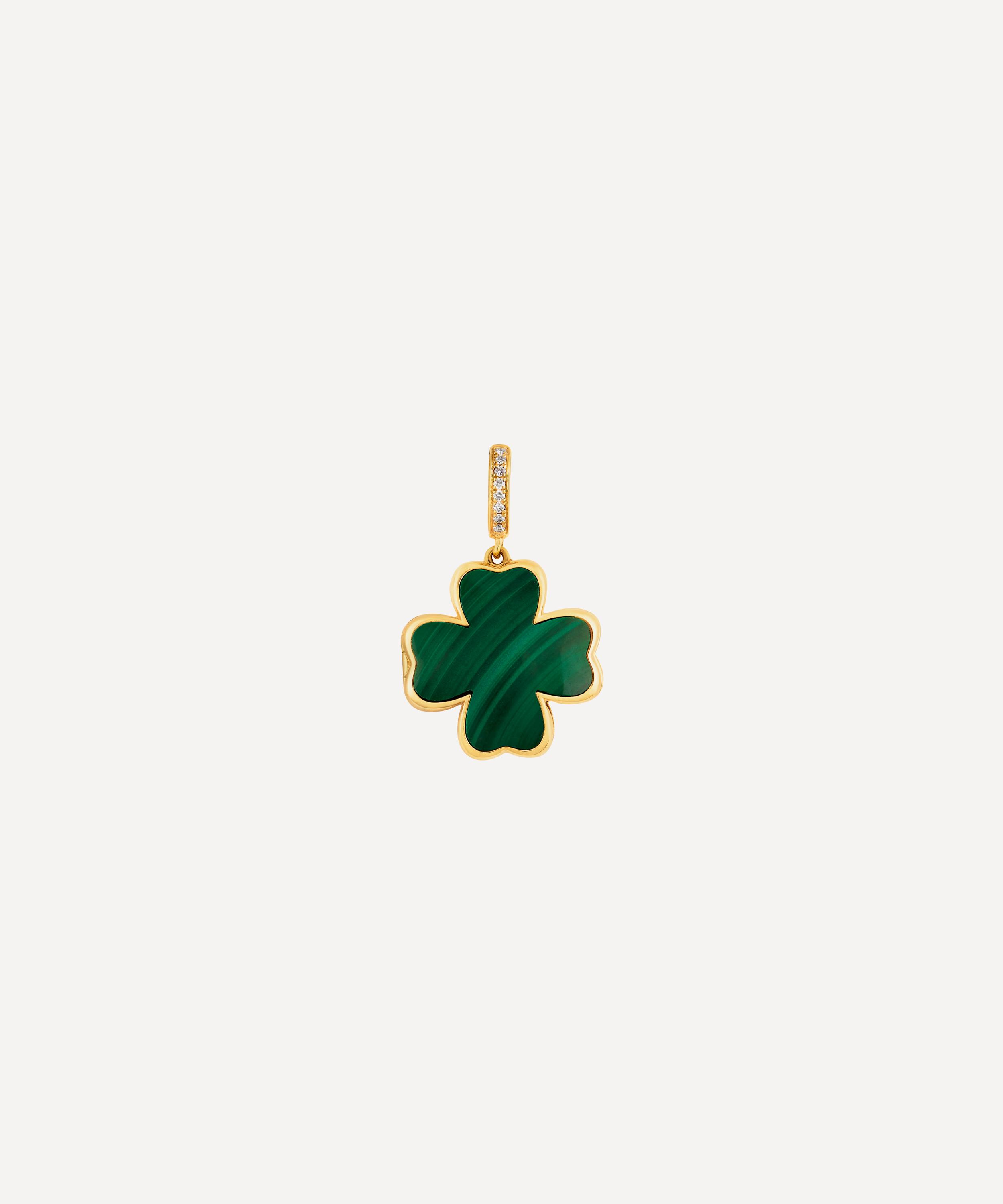 Annoushka - 18ct Gold Mythology Malachite Clover Locket Charm Pendant image number 0