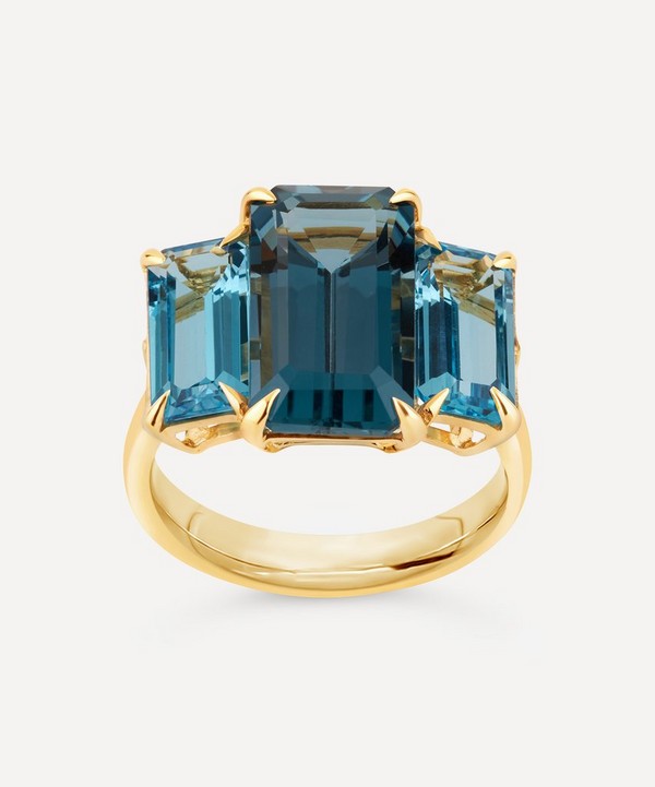 Dinny Hall - Gold Plated Vermeil Silver Trinny Trilogy Blue Topaz Ring image number null