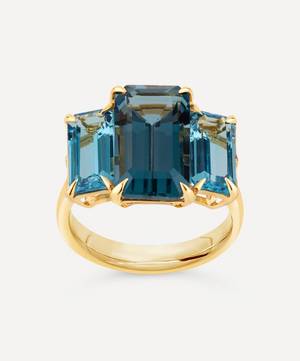 Gold Plated Vermeil Silver Trinny Trilogy Blue Topaz Ring