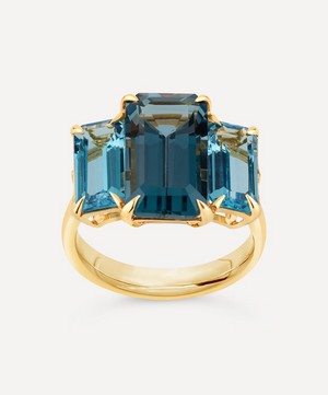 Dinny Hall - Gold Plated Vermeil Silver Trinny Trilogy Blue Topaz Ring image number 0