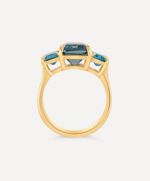 Dinny Hall - Gold Plated Vermeil Silver Trinny Trilogy Blue Topaz Ring image number 2
