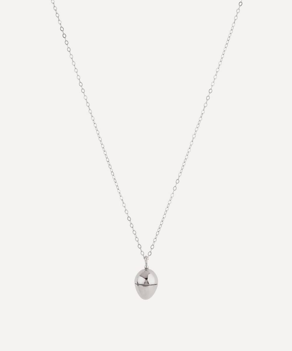 Dinny Hall - Silver Egg Locket and Clover Charm Necklace