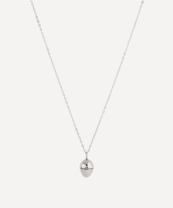 Dinny Hall - Silver Egg Locket and Clover Charm Necklace image number null