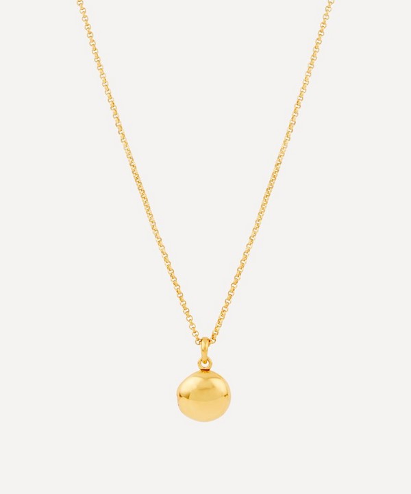 Dinny Hall - Gold Plated Vermeil Silver Button Locket with Heart Charm Necklace image number null