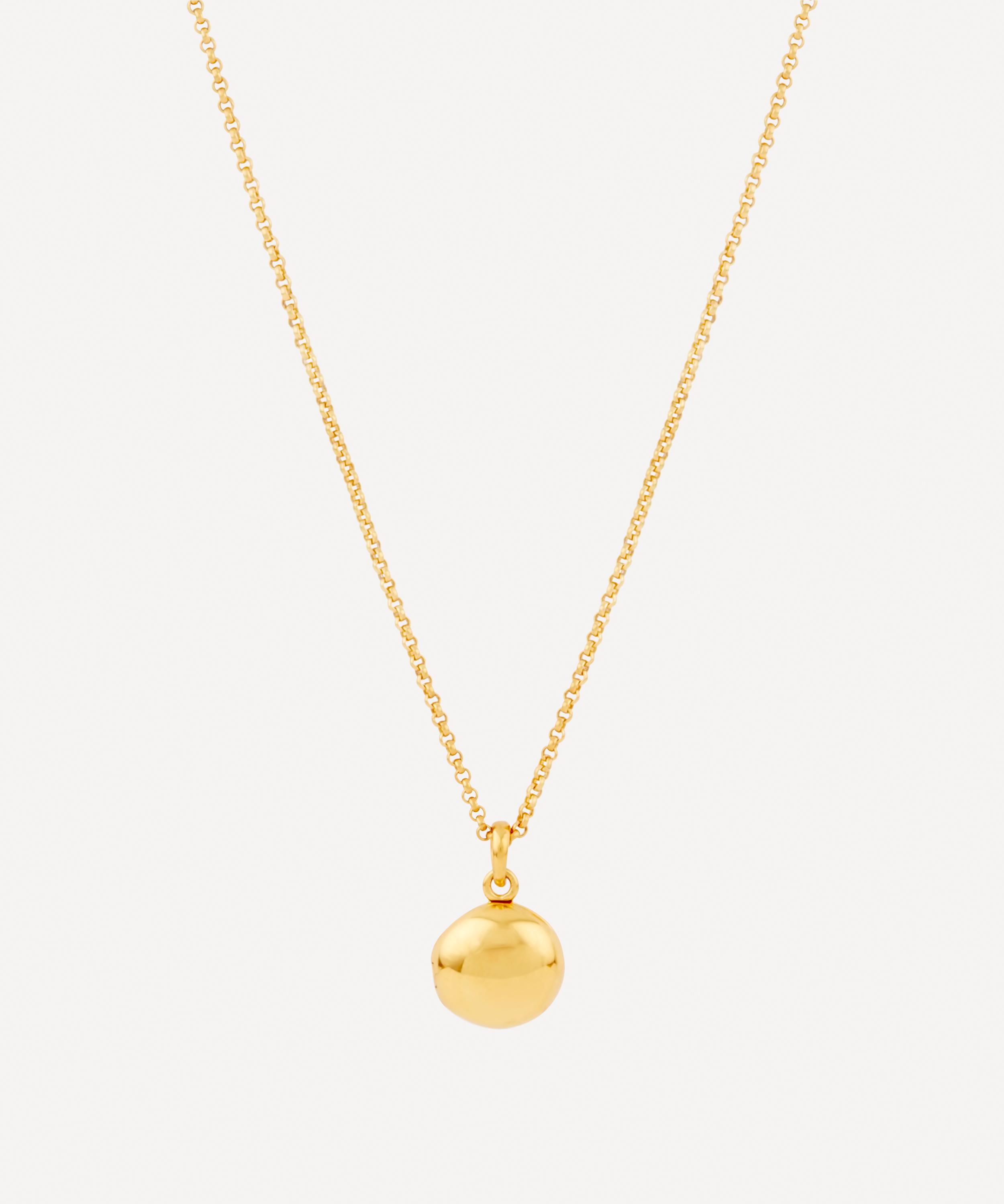 Dinny Hall - Gold Plated Vermeil Silver Button Locket with Heart Charm Necklace image number 0