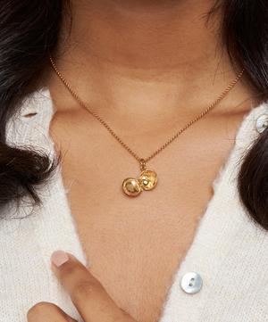 Dinny Hall - Gold Plated Vermeil Silver Button Locket with Heart Charm Necklace image number 1