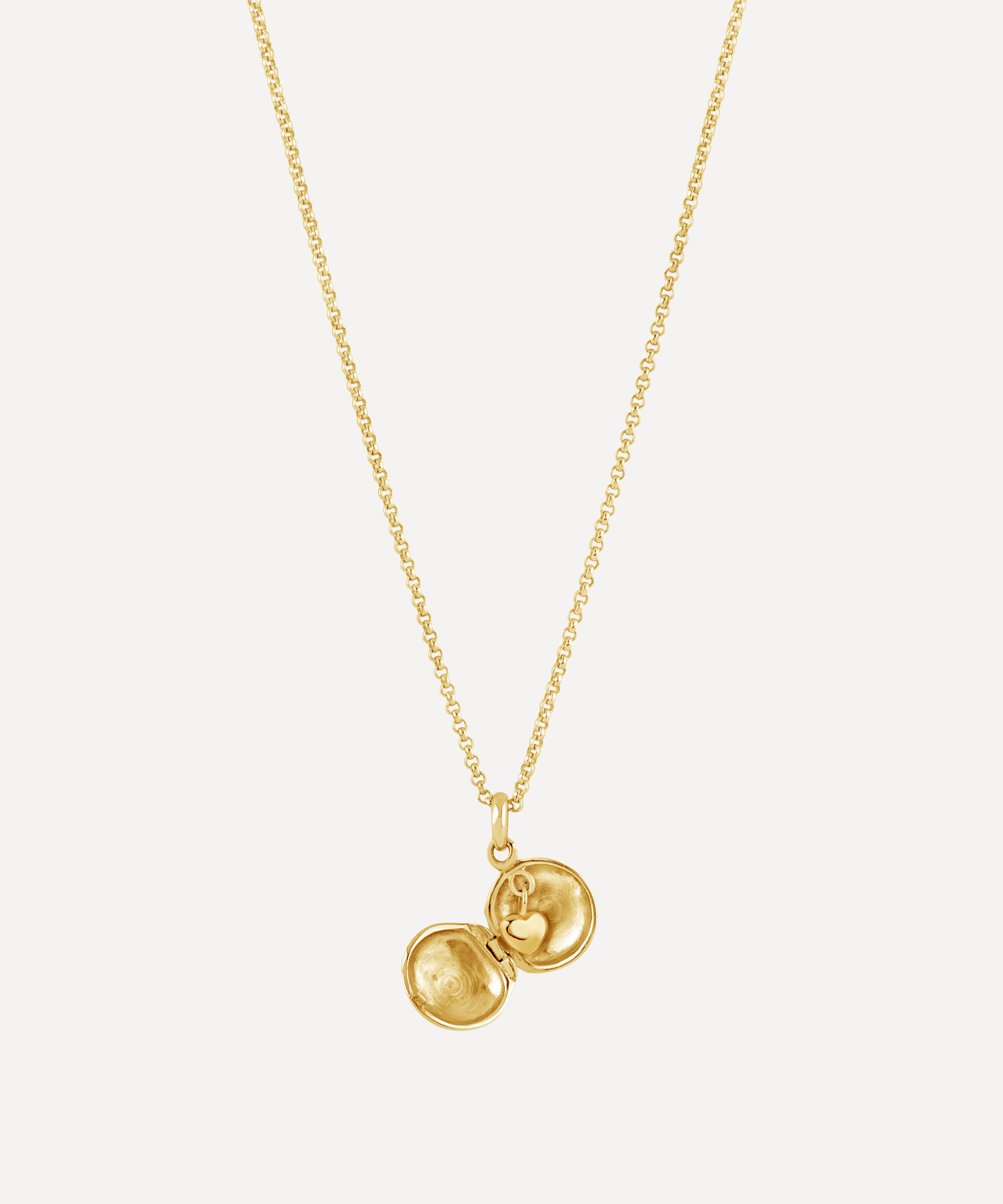 Dinny Hall - Gold Plated Vermeil Silver Button Locket with Heart Charm Necklace image number 2