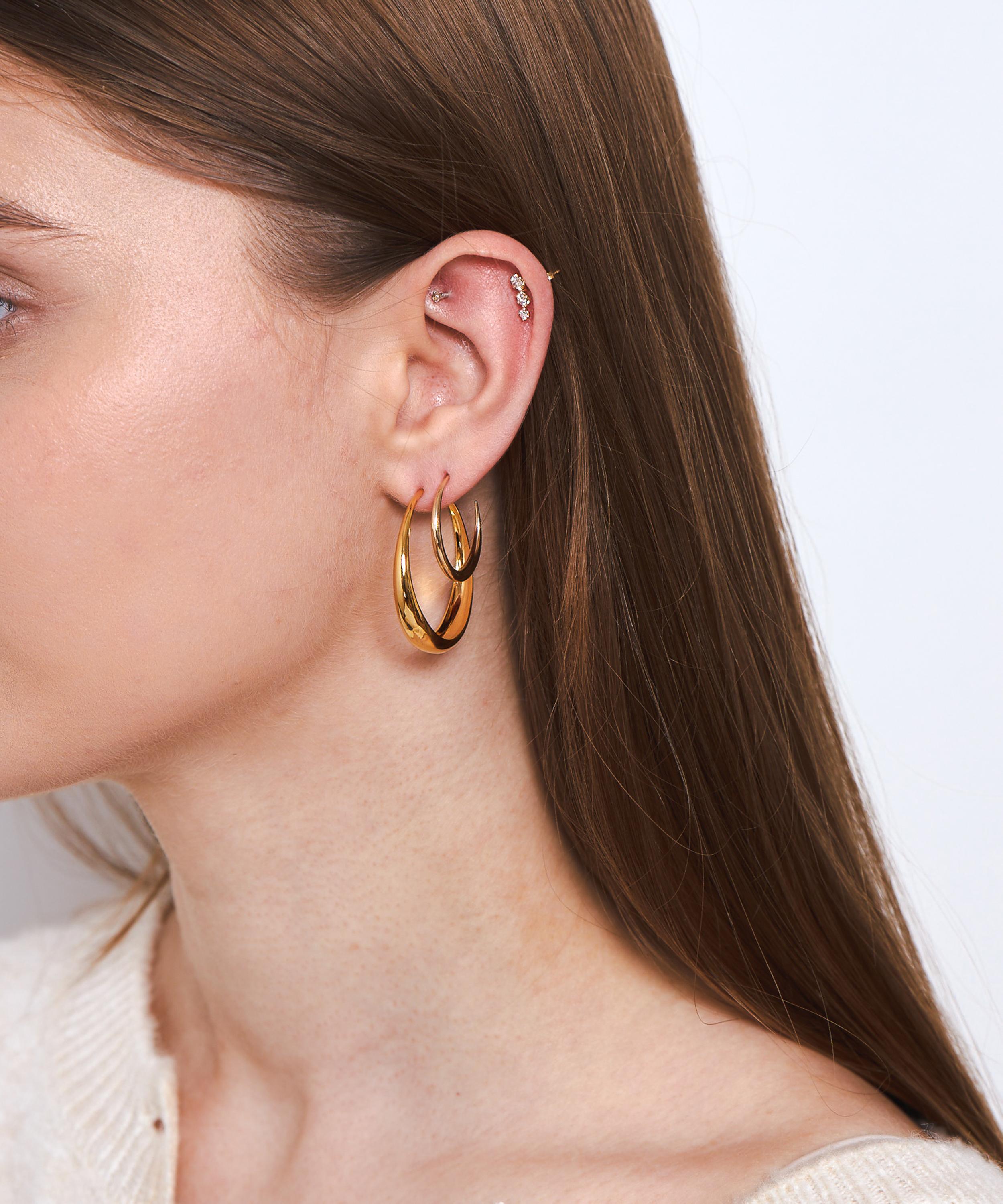 Dinny Hall - Gold Plated Vermeil Silver Scoop Hoop Earrings image number 1