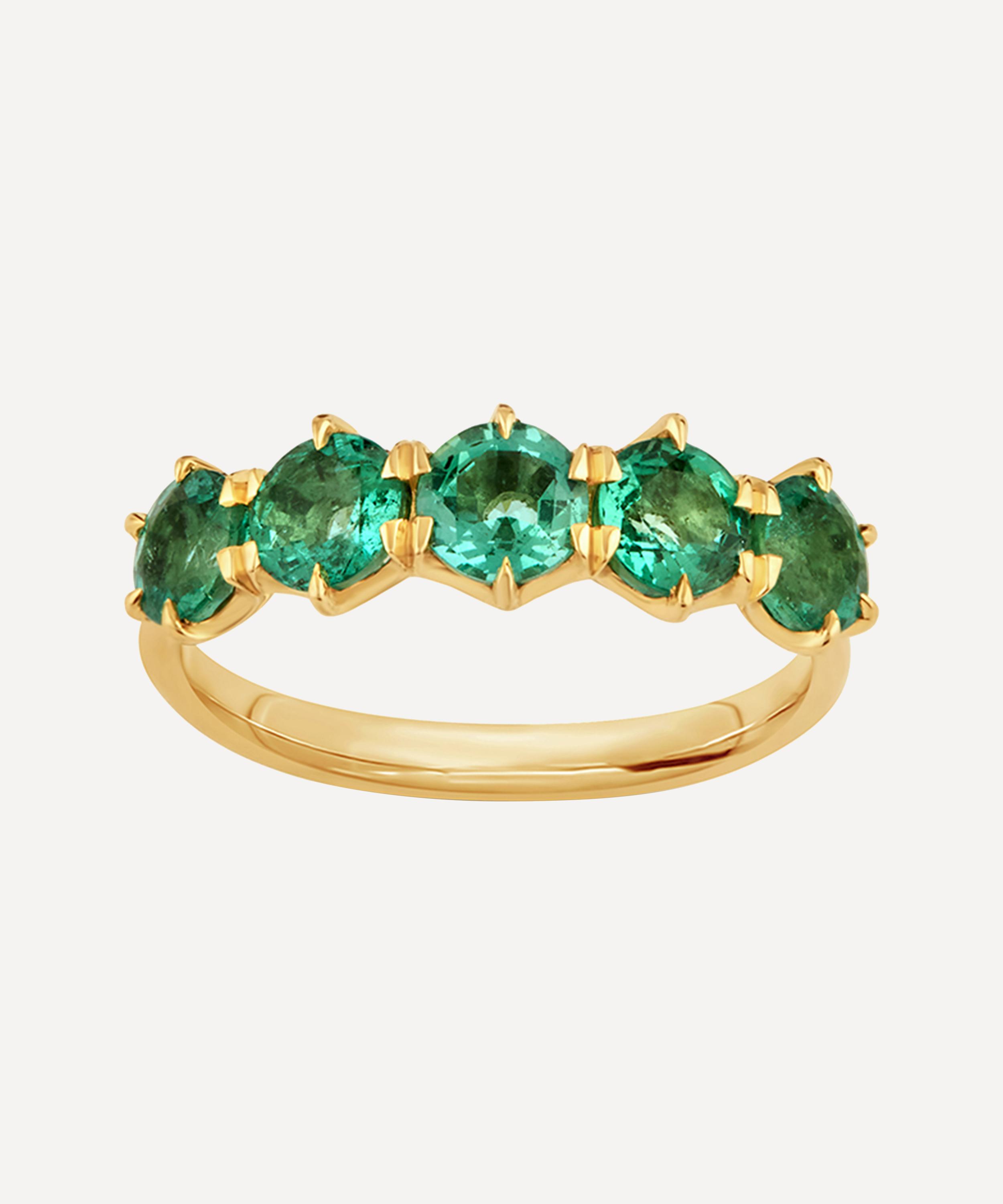 Dinny Hall - 18ct Gold Elyhara Emerald Five Stone Ring image number 0