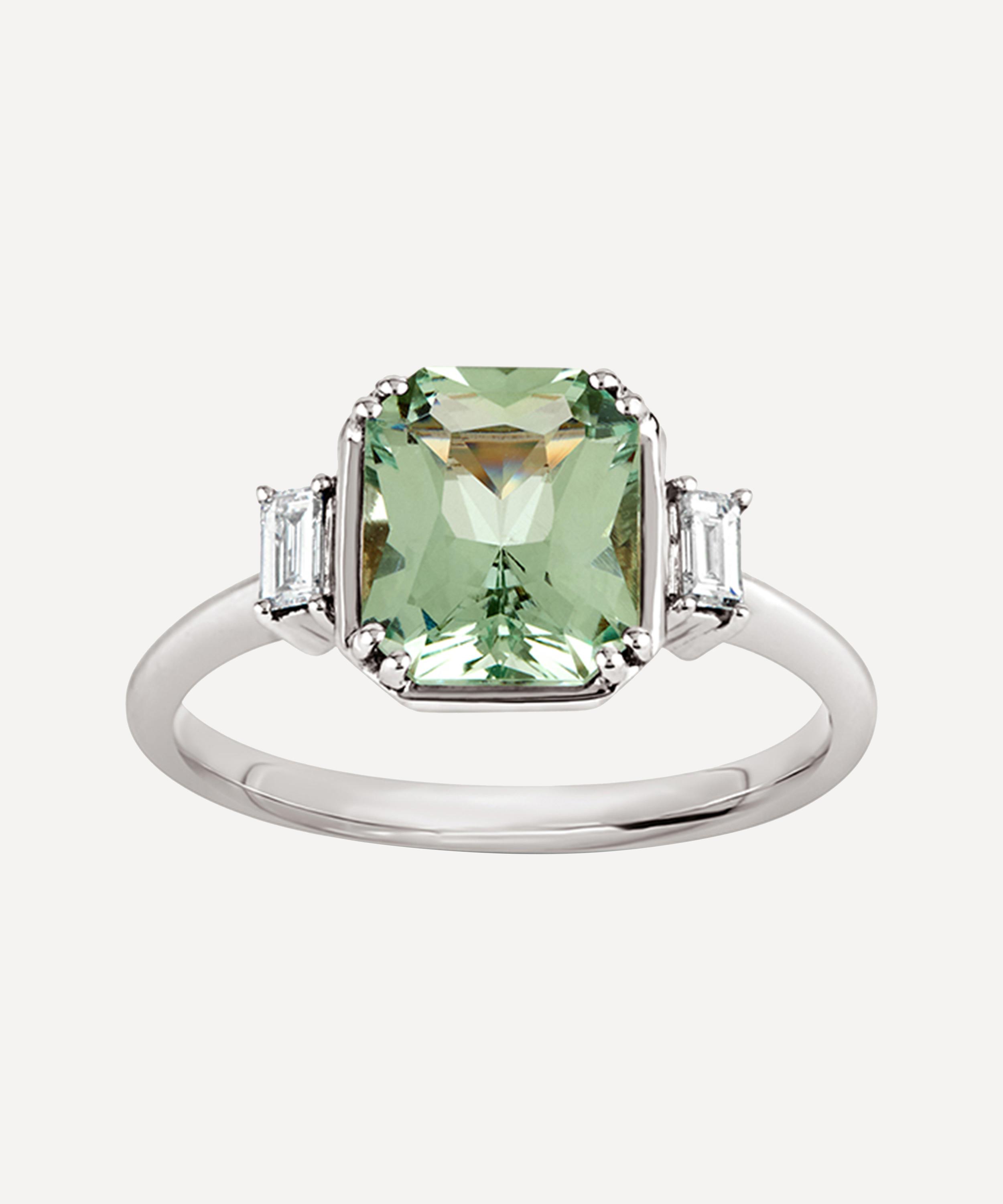 Dinny Hall - 18ct White Gold Mini Mae West Aqua Beryl and Diamond Ring image number 0