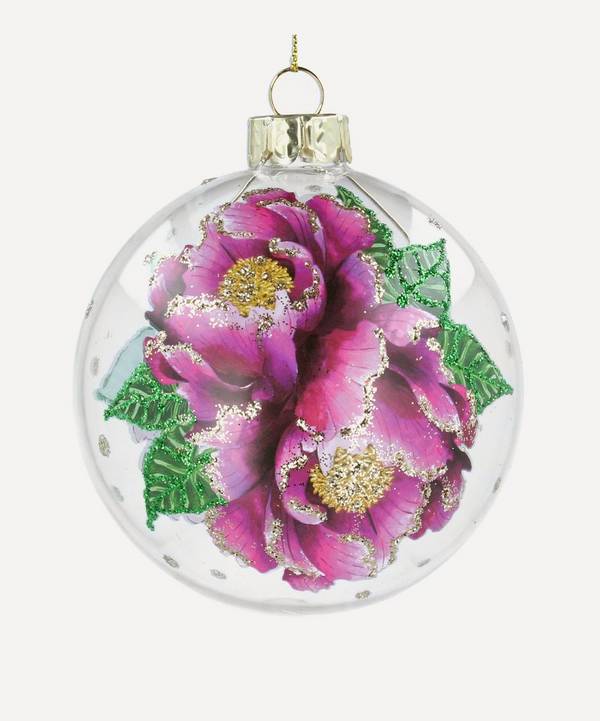 Christmas - Clear Glass Flower Bauble image number 0