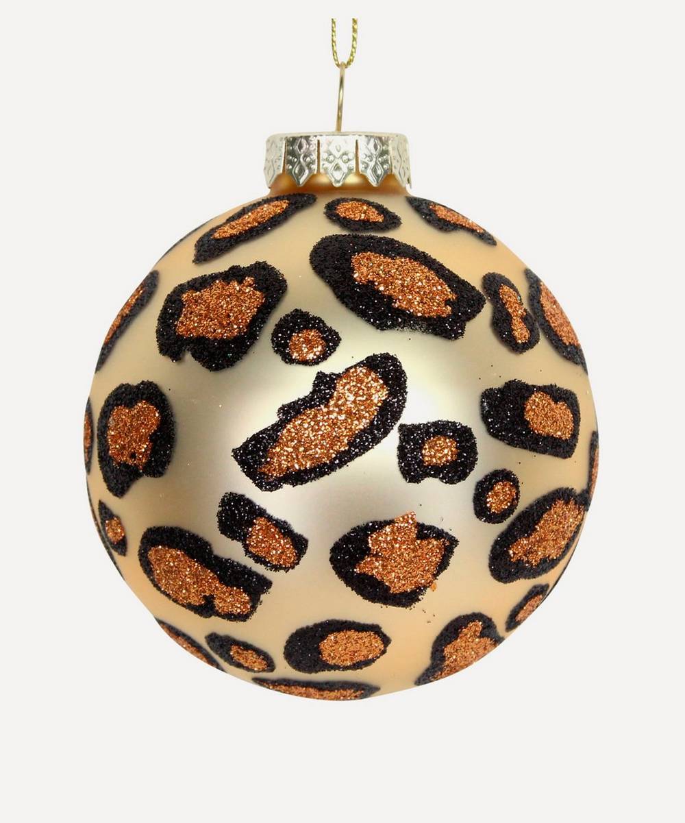 Christmas - Glass Leopard Print Bauble