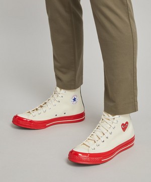 Comme des Garçons Play - x Converse 70s Hi-Top Red Sole Canvas Trainers image number 1
