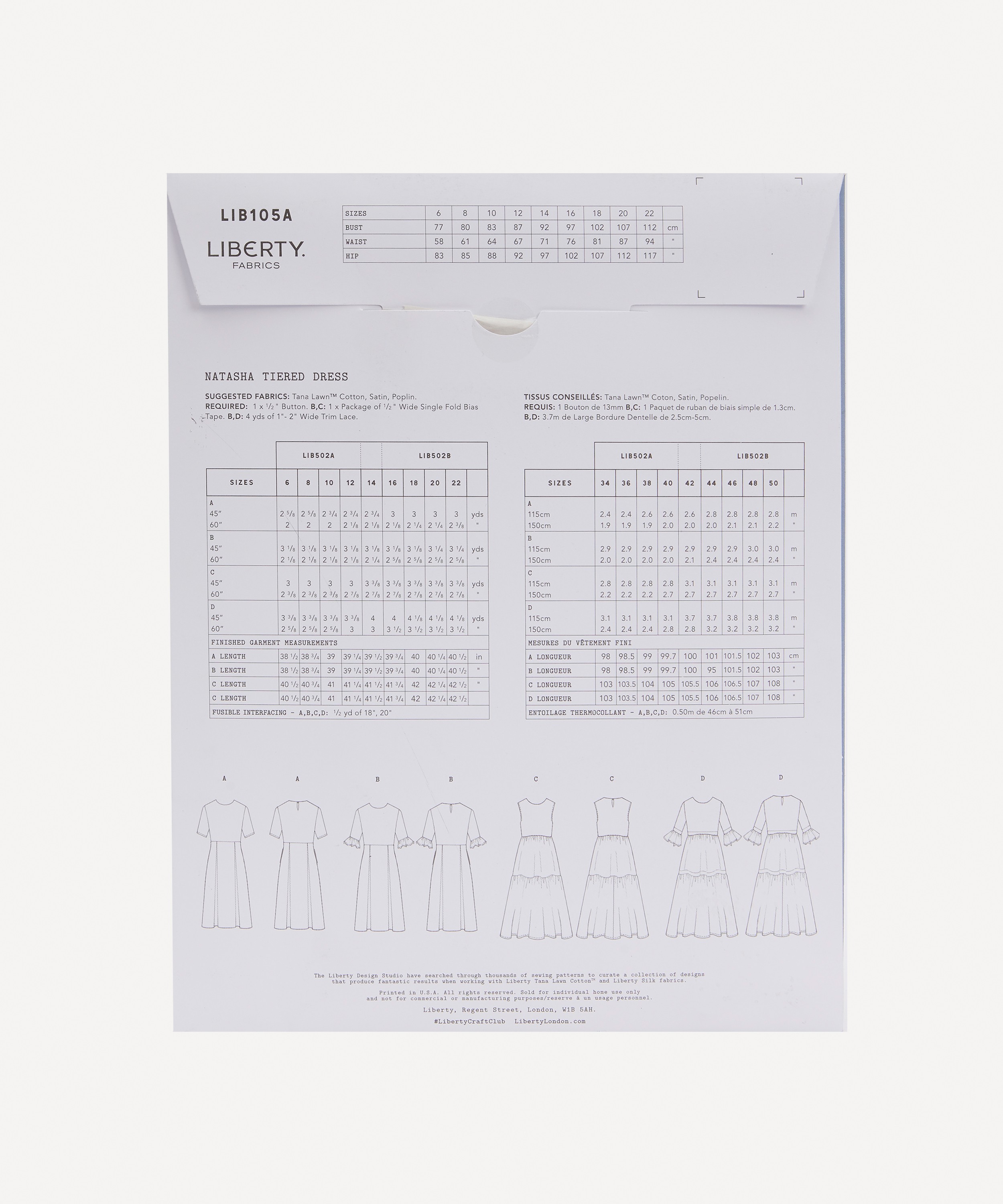 Liberty Fabrics - Natasha Tiered Dress Sewing Pattern Size 6-14 image number 1