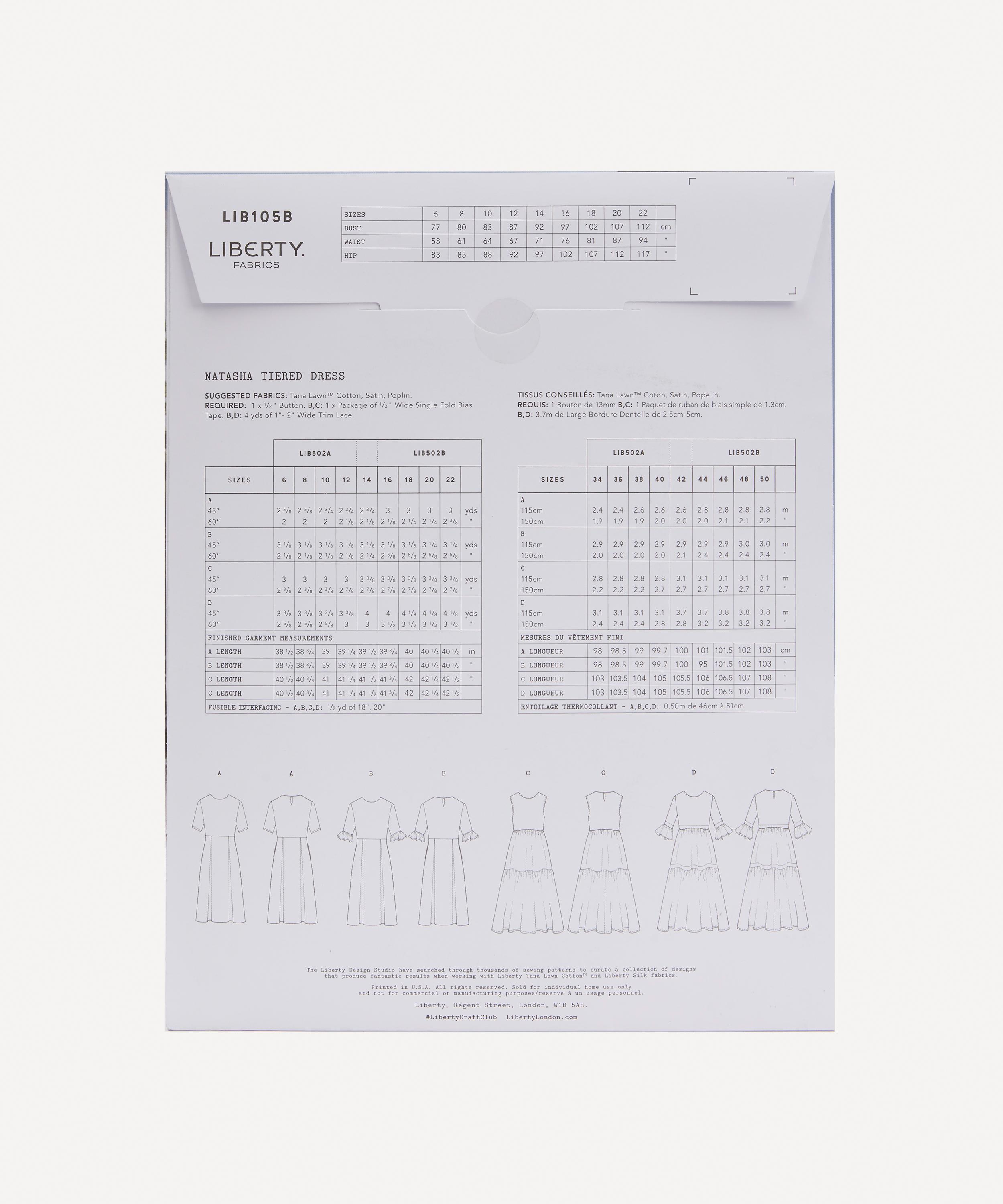 Liberty Fabrics - Natasha Tiered Dress Sewing Pattern Size 14-22 image number 1
