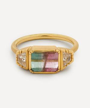 18ct Gold Harmony Rainbow Tourmaline Diamond Ring