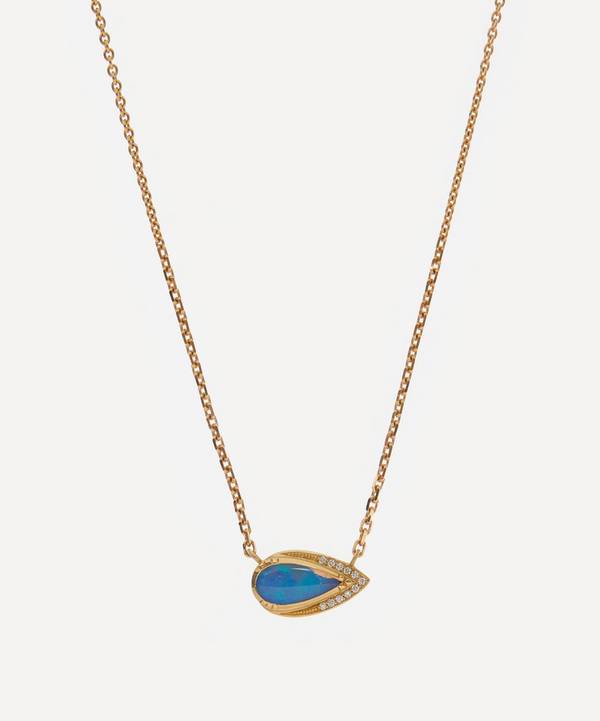 Brooke Gregson - 18ct Gold Ellipse Halo Boulder Opal Necklace
