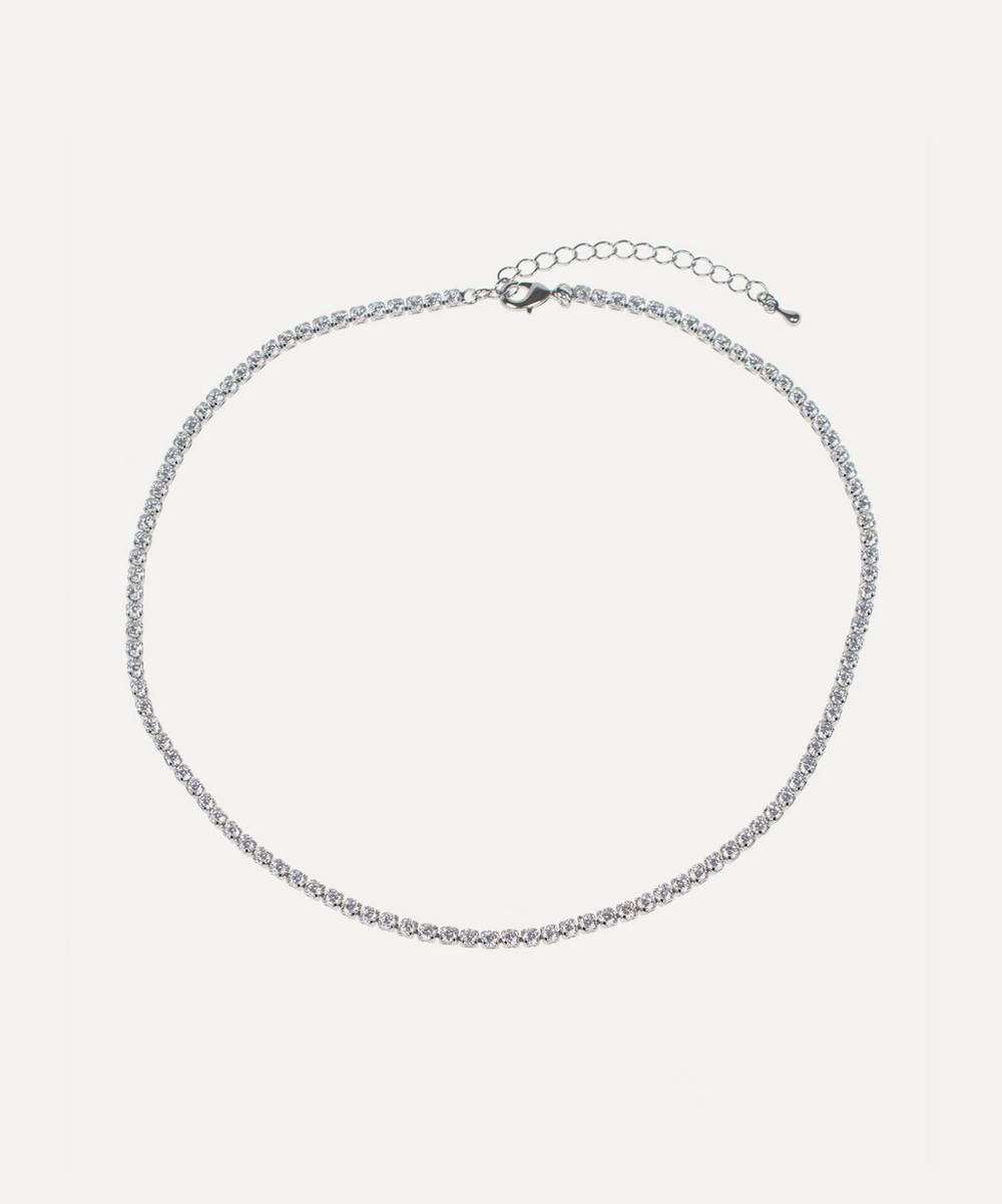 CZ by Kenneth Jay Lane - Rhodium-Plated Single Strand Cubic Zirconia Tennis Necklace