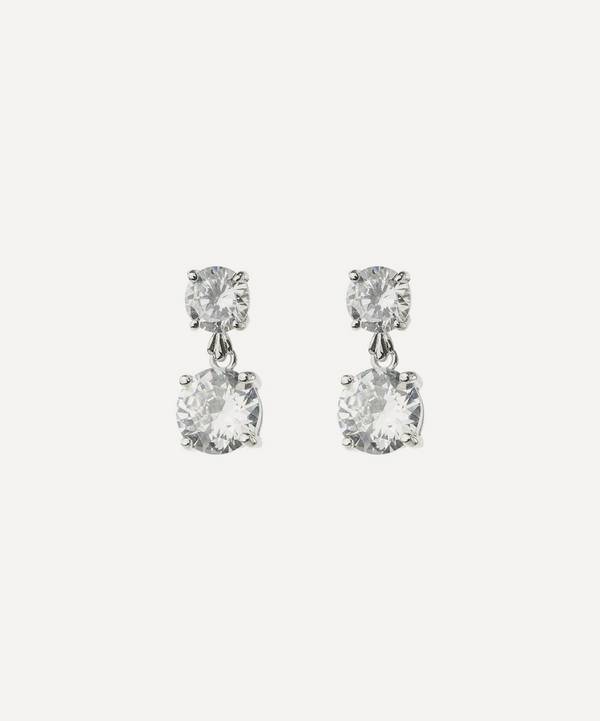CZ by Kenneth Jay Lane - Rhodium-Plated Double Cubic Zirconia Drop Earrings