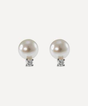 Rhodium-Plated Freshwater Pearl and Cubic Zirconia Stud Earrings