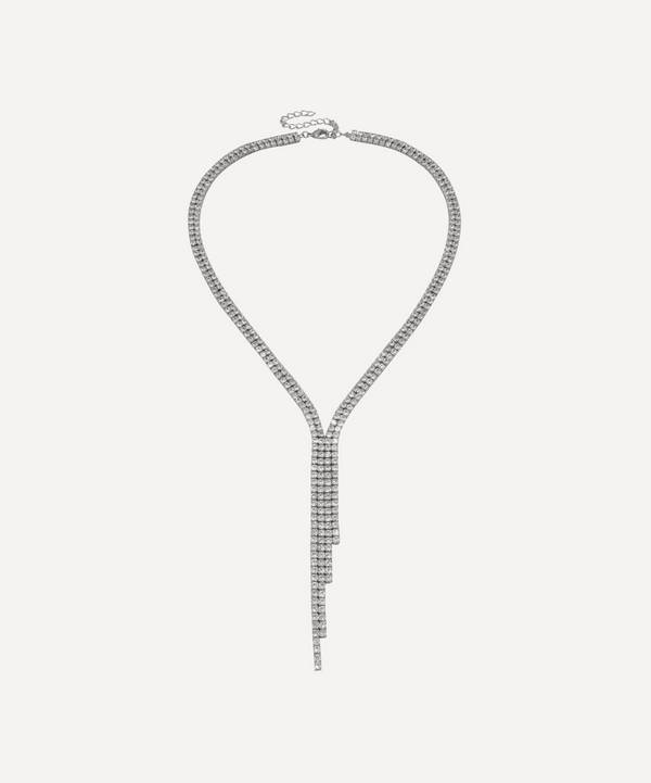 CZ by Kenneth Jay Lane - Rhodium-Plated Triple Row Cubic Zirconia Fringe Necklace image number 0
