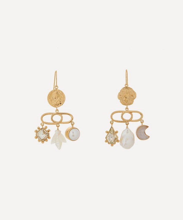 Grainne Morton - 18ct Gold-Plated Decorative Linked Balance Drop Earrings image number null