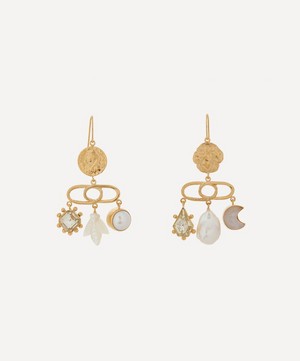 Grainne Morton - 18ct Gold-Plated Decorative Linked Balance Drop Earrings image number 0