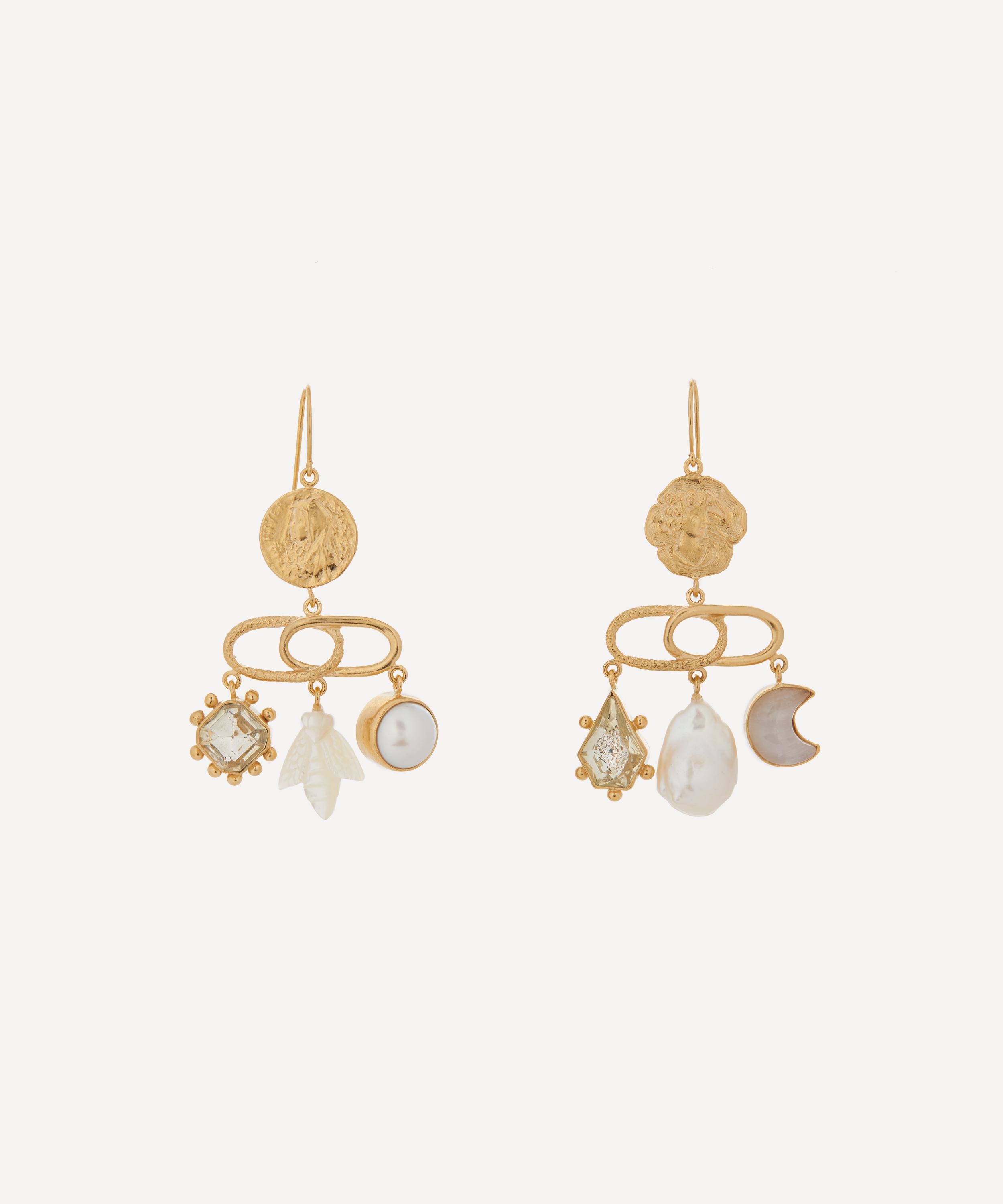 Grainne Morton - 18ct Gold-Plated Decorative Linked Balance Drop Earrings image number 0