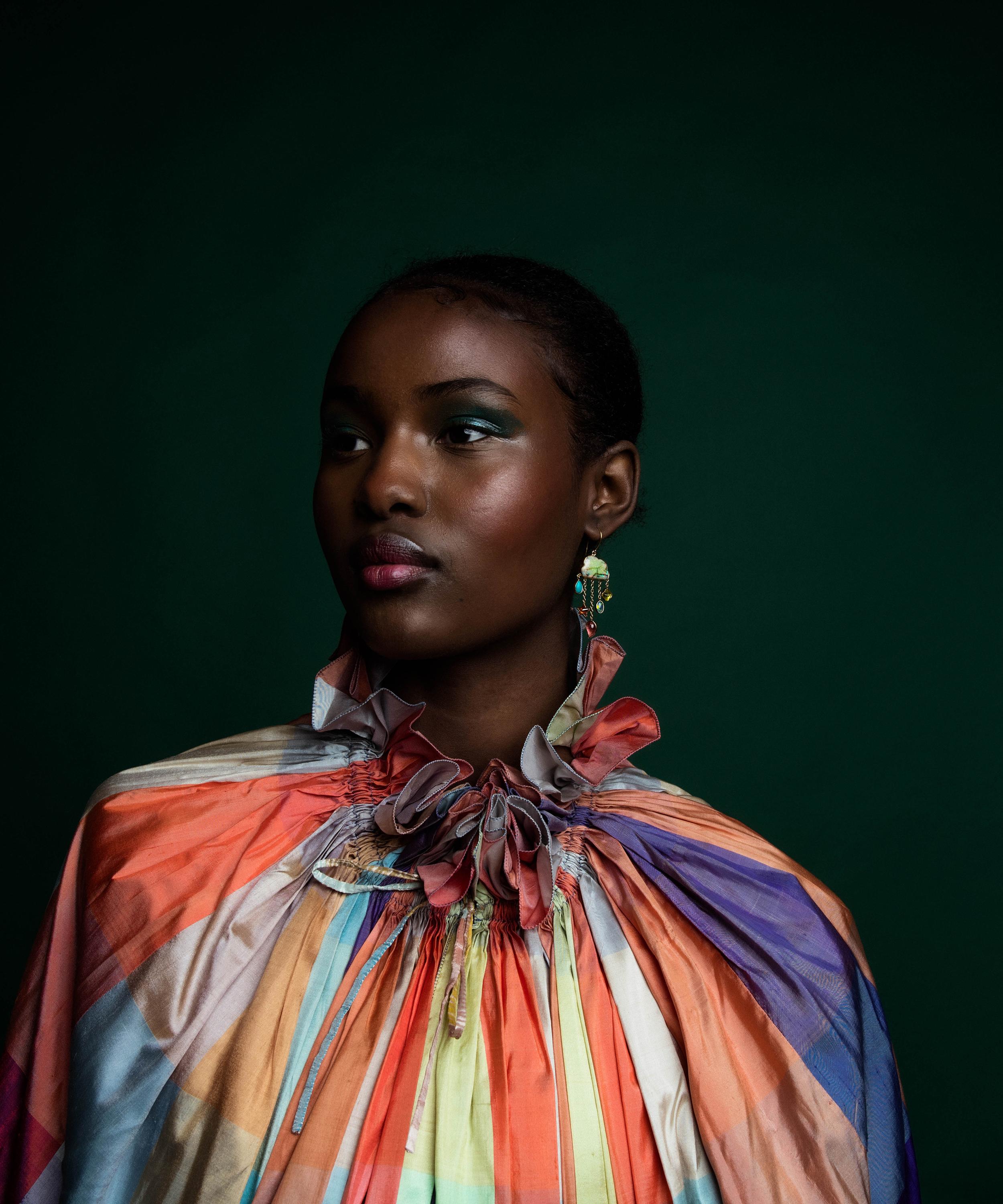 model in Grainne Morton earrings