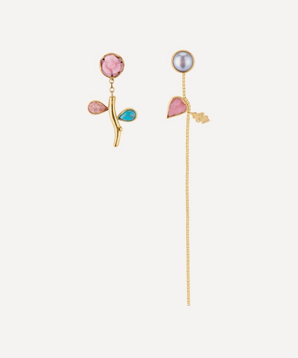 Grainne Morton - 18ct Gold-Plated Flower Stem And Chain Detachable Drop Earrings image number null