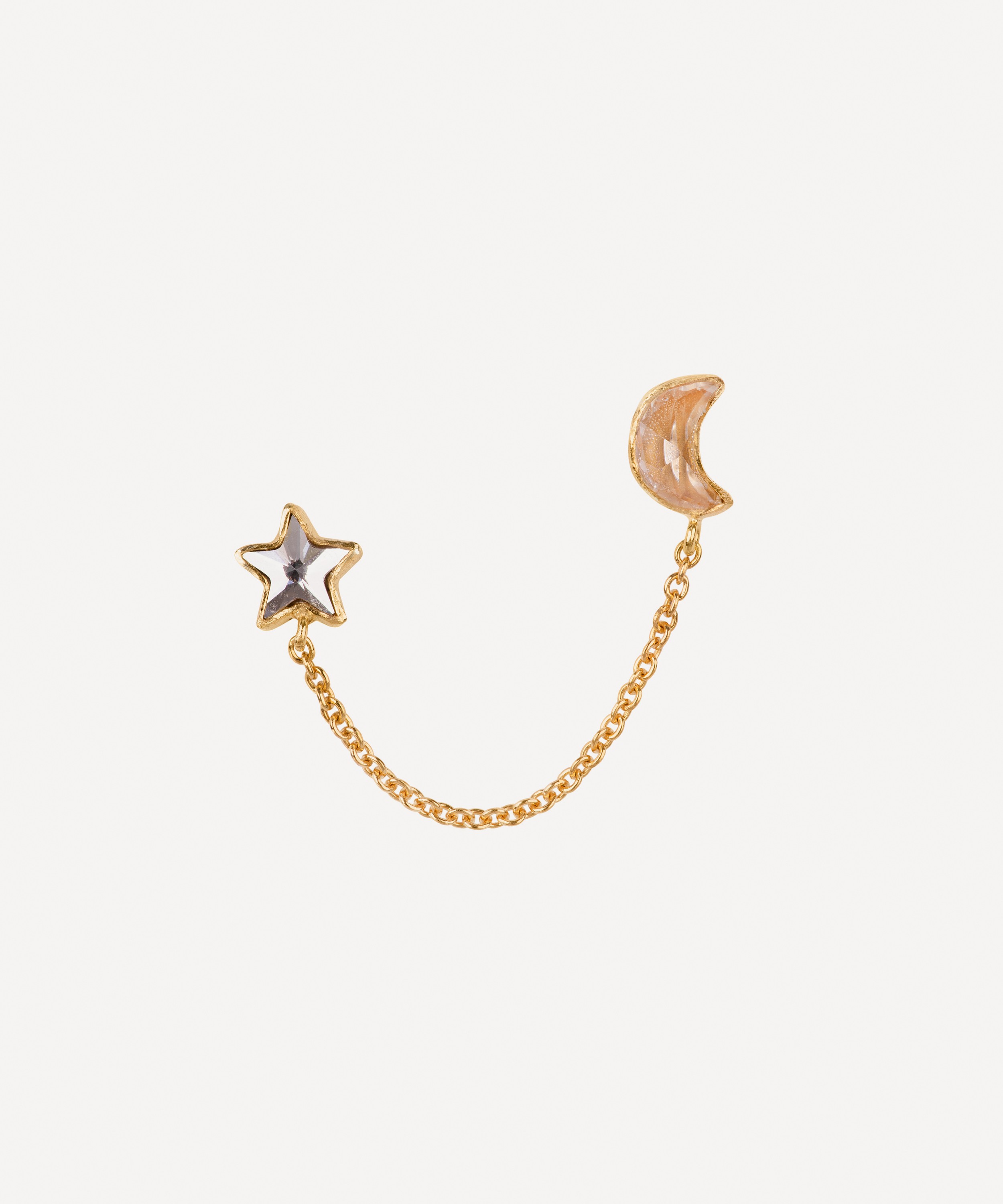 Grainne Morton - 18ct Gold-Plated Moon And Star Double Stud Earring image number 0