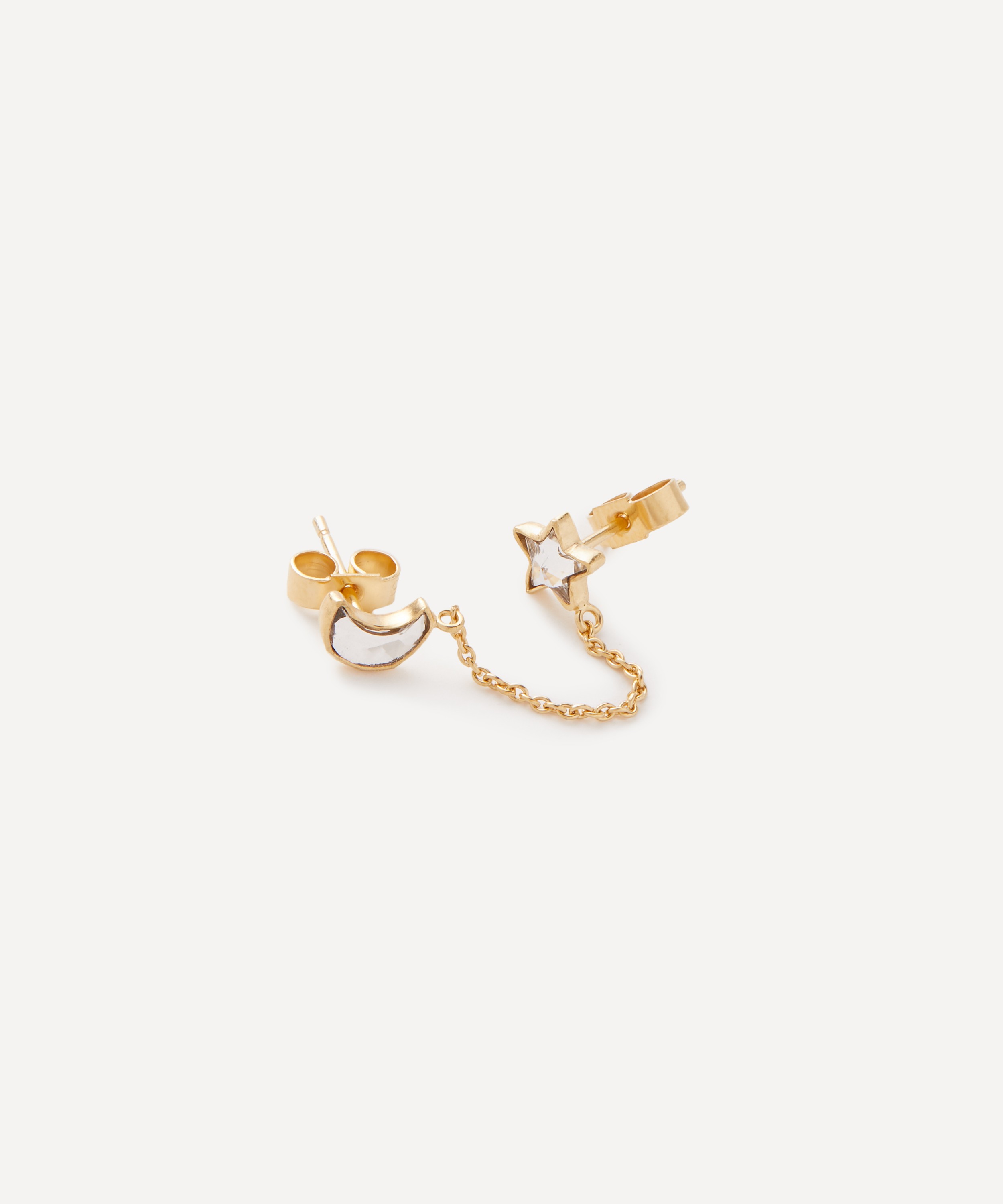 Grainne Morton - 18ct Gold-Plated Moon And Star Double Stud Earring image number 1