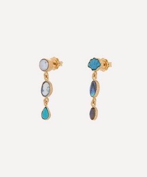 Grainne Morton - 18ct Gold-Plated Three Charm Moving Drop Earrings image number 2