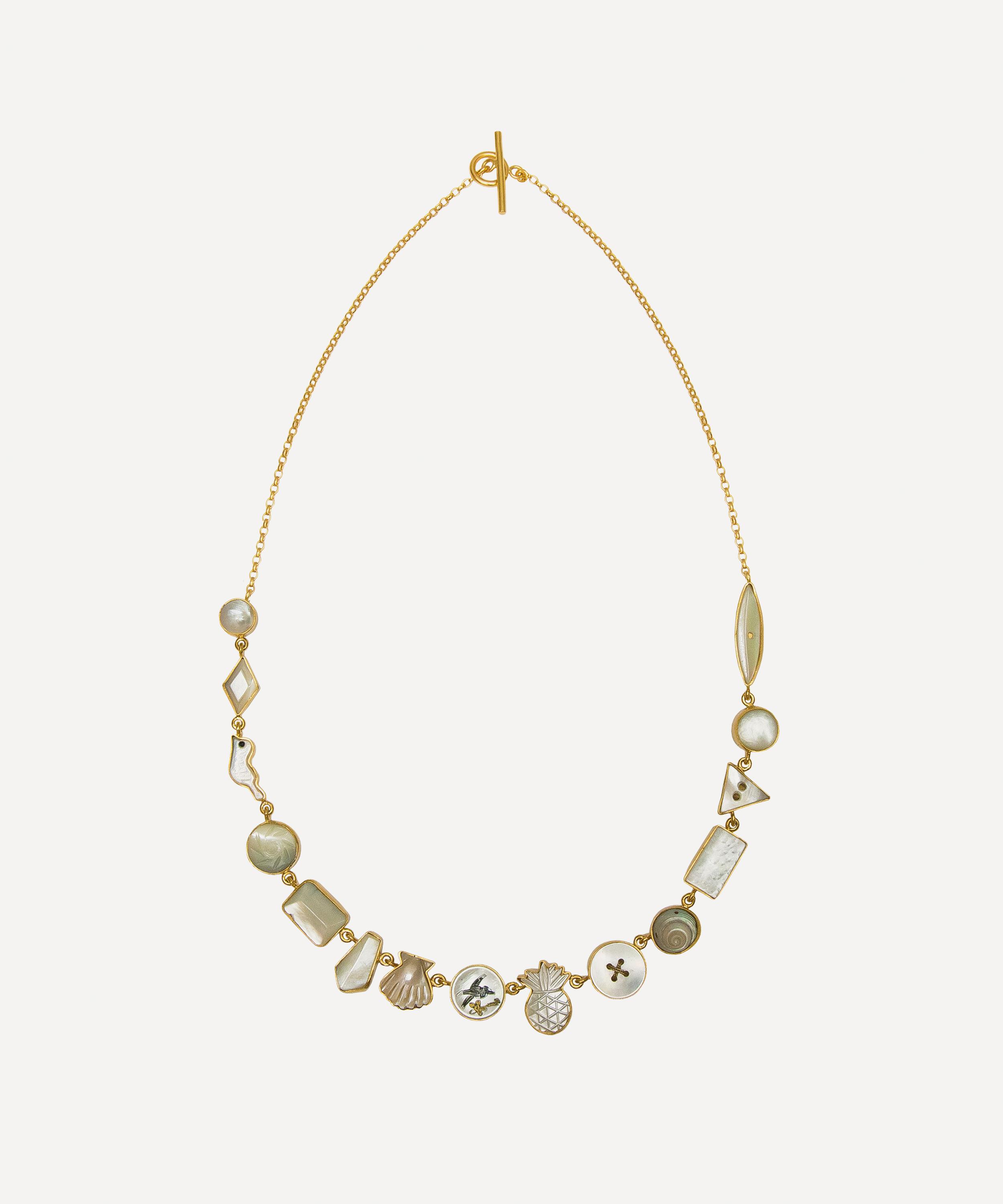 Grainne Morton - 18ct Gold-Plated Pearl And Shell Charm Necklace image number 0