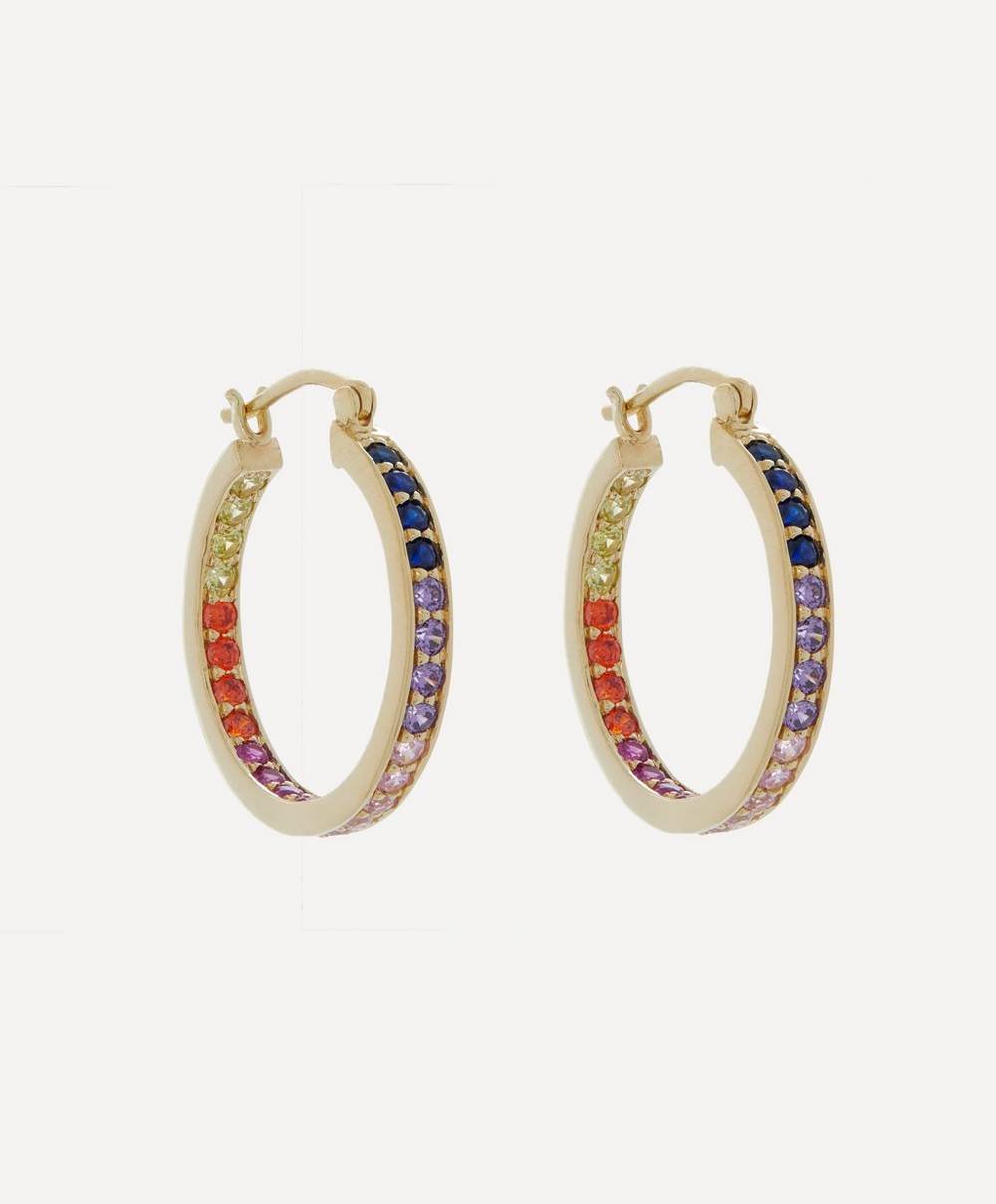 Adore Adorn - Gold-Plated Vermeil Silver Lucky Multi-Coloured Hoop Earrings